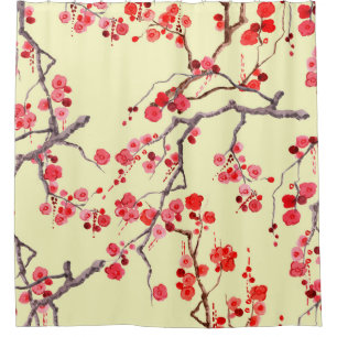 Sakura Blossom Waterverf Naadloos Patroon Douchegordijn