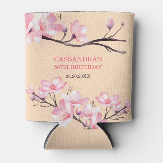 Sakura Blush Roze Kersenbloesem Peach Verjaardag Blikjeskoeler (Voorkant)