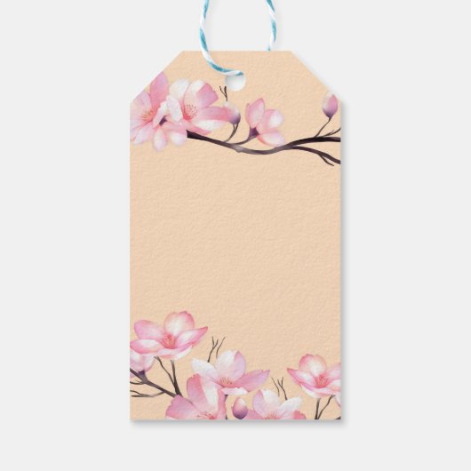 Sakura Blush Roze Kersenbloesem Peach Verjaardag Cadeaulabel (Achterkant)