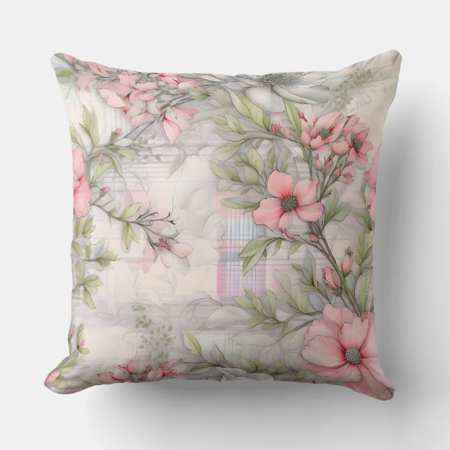 Sakura Blush Serenade Botanical Kussen (Voorkant)