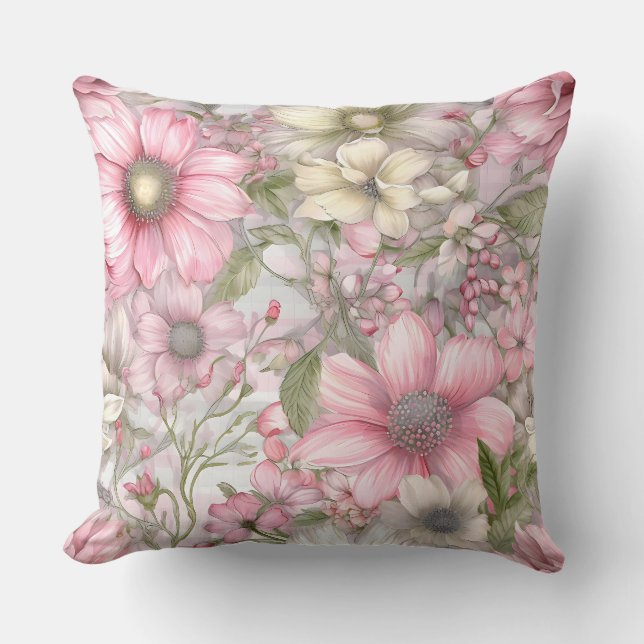 Sakura Blush Serenade Botanical Kussen (Voorkant)