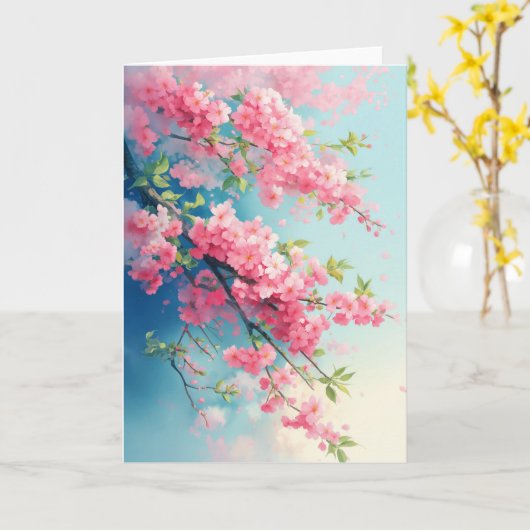 Sakura Blush van de lente Kaart (Gele Bloem)