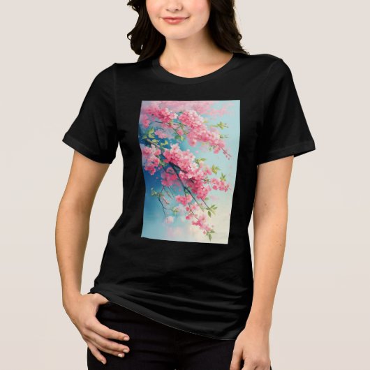 Sakura Blush van de lente Tri-Blend Shirt (Voorkant)