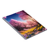 Sakura bomen en warme zonsondergang notitieboek (Rechterzijde)