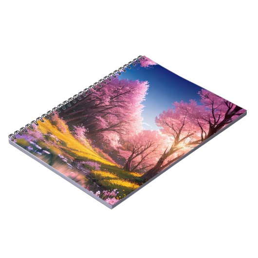 Sakura bomen en warme zonsondergang notitieboek (Linkerzijde)