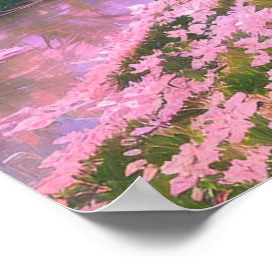 Sakura Bomen op de Serene Riverbank Poster (Hoek)