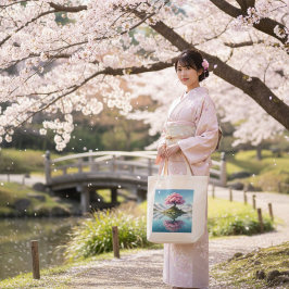 Sakura Boom Berg Meer Tote Tas | Japanse Kers