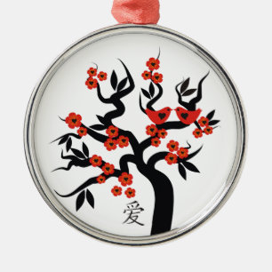 Sakura Boom Chinese Liefdessymbool aangepaste orna Metalen Ornament