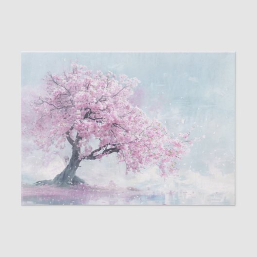 Sakura Boom en Bloesems Schilderij Decoupage Tissuepapier (Voorkant)