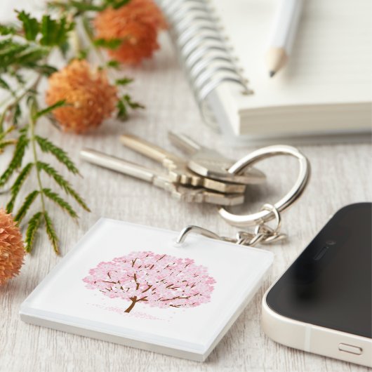 Sakura boom in volle bloei – Elegant Spring Design Sleutelhanger (Voorkant Rechts)