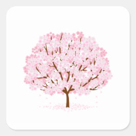 Sakura boom in volle bloei – Elegant Spring Design Vierkante Sticker