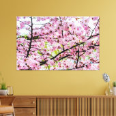 Sakura - boom in volledig roze bloem in Springtime Canvas Afdruk (Insitu (Woonkamer))