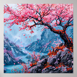 Sakura boom Kersenbloesem Muurkunst Poster