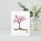 Sakura-boom met Briefkaart voor kleine katjes (Staand voorkant)