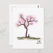 Sakura-boom met Briefkaart voor kleine katjes (Voorkant / Achterkant)
