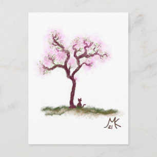 Sakura-boom met Briefkaart voor kleine katjes