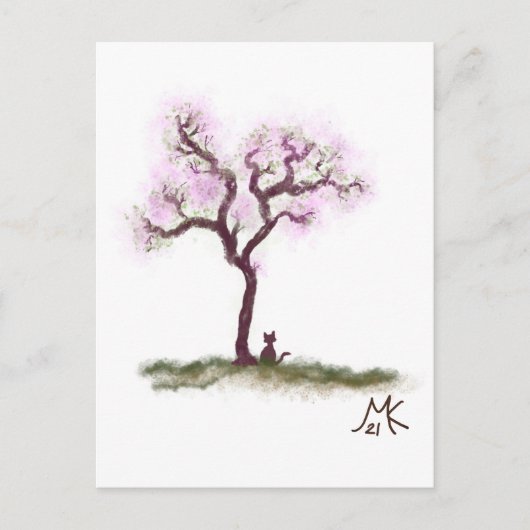 Sakura-boom met Briefkaart voor kleine katjes (Voorkant)