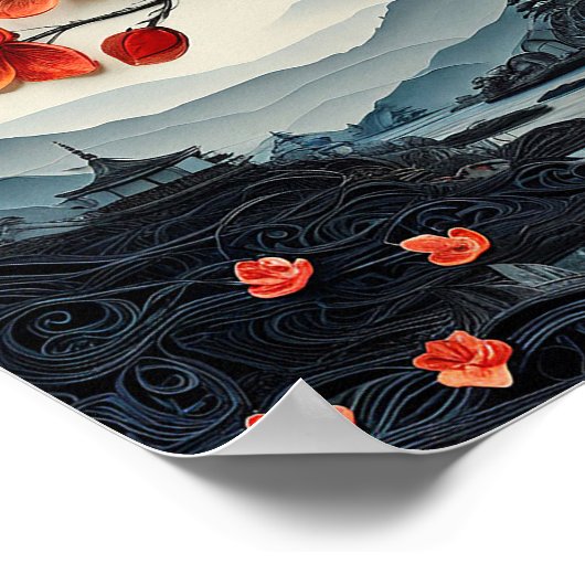 Sakura boom papier kunst poster (Hoek)