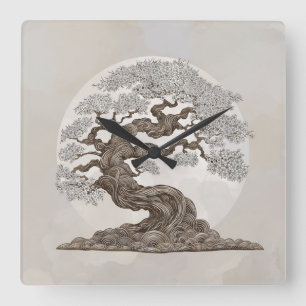 Sakura Boom - Parelbloesem Vierkante Klok