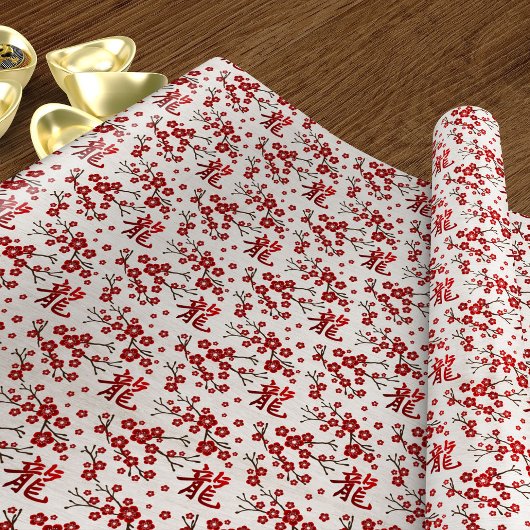 Sakura boombloesem en symbool van de draak cadeaupapier