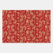 Sakura boombloesem en symbool van de draak inpakpapier vel (Voorkant)