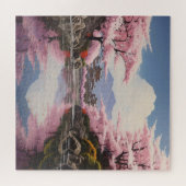 Sakura boven rivieroevers legpuzzel (Horizontaal)