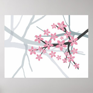 Sakura Branch Original Canvas afdrukken Poster