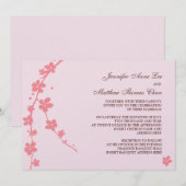 Sakura Branch Silhouette Invitation Kaart (Voorkant / Achterkant)