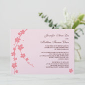 Sakura Branch Silhouette Invitation Kaart (Staand voorkant)