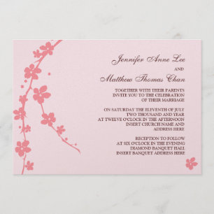 Sakura Branch Silhouette Invitation Kaart