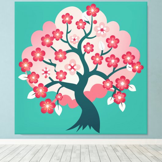 Sakura Cascade Canvas Afdruk (Insitu (Houten vloer))