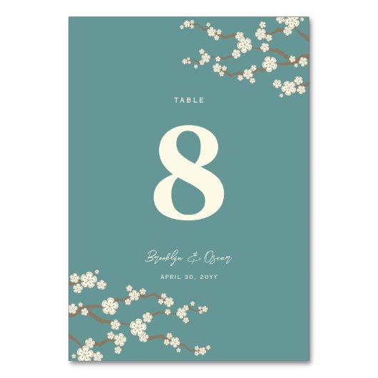 Sakura Cherry Blossom Asian Wedding Table Number Kaart (Achterkant)