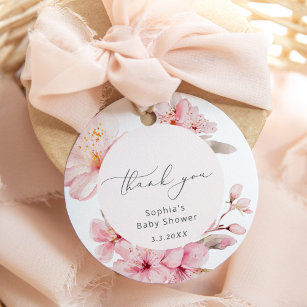 Sakura cherry blossom baby shower bedankjes labels