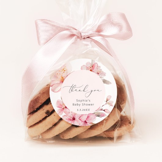Sakura cherry blossom baby shower ronde sticker