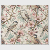 Sakura Cherry Blossom & Bird Aesthetic 2 Cadeaupapier (Vlak)