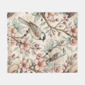 Sakura Cherry Blossom & Bird Aesthetic 2 Fleece Deken (Voorkant (Horizontaal))
