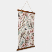 Sakura Cherry Blossom & Bird Aesthetic 2 Hangend Wandkleed (Gebogen)