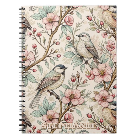 Sakura Cherry Blossom & Bird Aesthetic 2 Notitieboek (Voorkant)