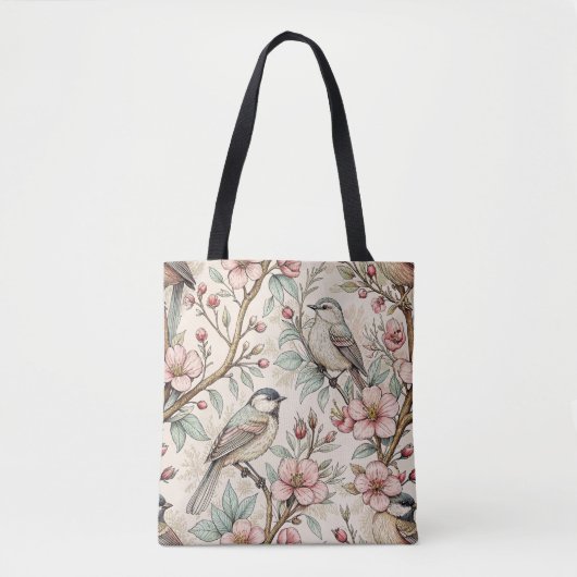 Sakura Cherry Blossom & Bird Aesthetic 2 Tote Bag (Voorkant)