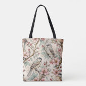 Sakura Cherry Blossom & Bird Aesthetic 2 Tote Bag (Achterkant)