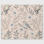  Sakura Cherry Blossom & Bird Aesthetic 3 Cadeaupapier (Vlak)