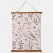 Sakura Cherry Blossom & Bird Aesthetic 3 Hangend Wandkleed (Voorkant)