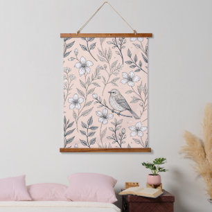  Sakura Cherry Blossom & Bird Aesthetic 3 Hangend Wandkleed
