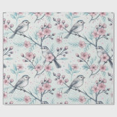 Sakura Cherry Blossom & Bird Aesthetic 4 Cadeaupapier (Vlak)