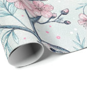 Sakura Cherry Blossom & Bird Aesthetic 4 Cadeaupapier (Rol Hoek)
