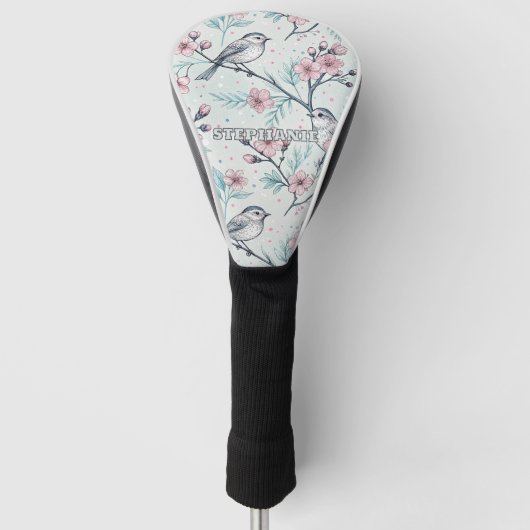 Sakura Cherry Blossom & Bird Aesthetic 4 Golfheadcover (Voorkant)