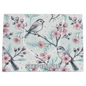  Sakura Cherry Blossom & Bird Aesthetic 4 Groot Cadeauzakje (Voorkant)