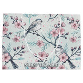  Sakura Cherry Blossom & Bird Aesthetic 4 Groot Cadeauzakje (Achterkant)
