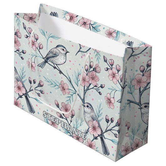  Sakura Cherry Blossom & Bird Aesthetic 4 Groot Cadeauzakje (Voorkant Gekanteld)