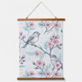 Sakura Cherry Blossom & Bird Aesthetic 4 Hangend Wandkleed (Voorkant)